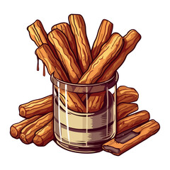 Poster - Crunchy breadstick snack with gourmet chocolate dip