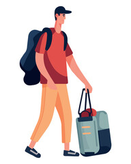 Poster - One person walking with backpack on adventure