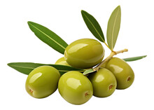 Green Olives With Leaves. Generative AI.