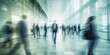 © Tuyres - Crowded public place with people passing by, traffic flow motion blur effect. Generative AI illustration.