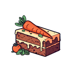 Wall Mural - A cute cartoon carrot cake with icing