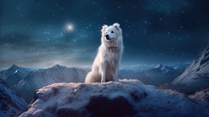 Canvas Print - polar wolf in snow