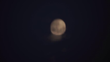 Wall Mural - Defocused Bright Moon Reflecting On Rippling Lake Water At Night.