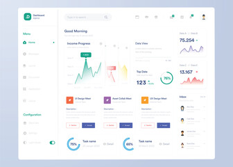 Wall Mural - infographic dashboard. ui design with graphs, charts and diagrams. web interface template for busine