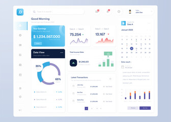 Wall Mural - infographic dashboard. ui design with graphs, charts and diagrams. web interface template for busine
