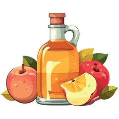 Wall Mural - Fresh organic apple juice in glass bottle