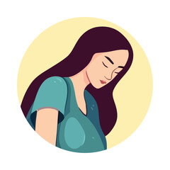 Sticker - One smiling woman, vector illustration