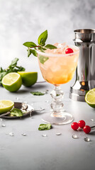 Wall Mural - cocktail with lemon and lime