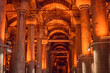 Beautiful cistern in Istanbul. Cistern - underground water reservoir build in 6th century, Istanbul, Turkey, Turkiye