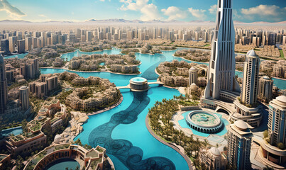 behold the breathtaking dubai skyline, adorned with iconic skyscrapers and architectural marvels.