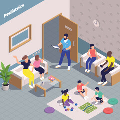 Wall Mural - Group Pediatrics Isometric Composition