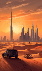 Wall Mural - Capturing the Magical Dubai Sunset - Immerse yourself in the awe-inspiring beauty of a Dubai sunset with this captivating image