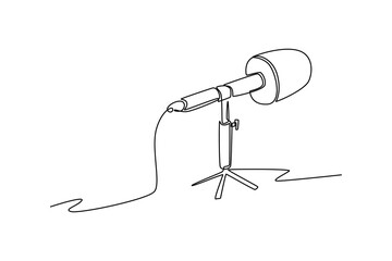 Single one line drawing podcast concept. Continuous line draw design graphic vector illustration.