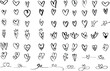 Heart doodles set. Hand drawn hearts collection. Romance and love illustrations