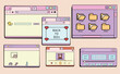 © Amelia - Set of music user interface elements, pixel style, audio player template, retro wave. Design concept for websites and applications in old style of 80s 90s.
