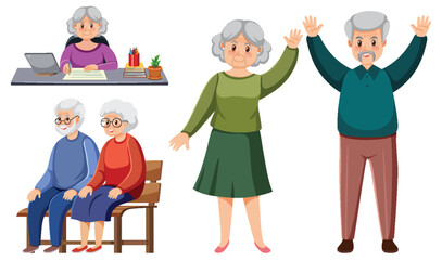 Wall Mural - Set of old people characters