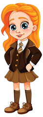 Wall Mural - Cute girl student in school uniform