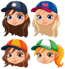 Poster - Cute girl character head isolated