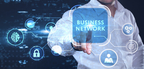 Wall Mural - business, technology, internet and network concept. online business network.