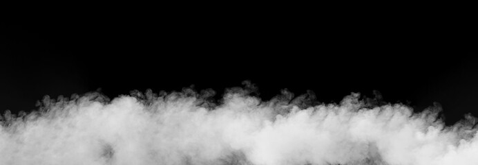 Wall Mural - Smoke over black background. Fog or steam abstract texture.