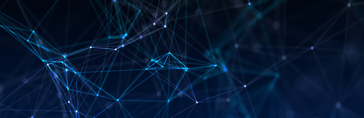Abstract futuristic - technology with polygonal shapes on dark blue background. Design digital technology concept. 3d illustration.