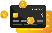 Bank Cards Payment With Coins