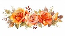 Watercolor Vector Autumn Banner With Roses And Leaves Isolated On White Background Generative AI