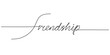 © ngupakarti - One continuous line drawing typography line art of friendship word writing isolated on white background.
