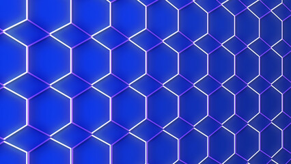 Wall Mural - luxury abstract geometric futuristic hexagon background loop. Trendy sci-fi neon-colored bg for cyberspace, films, screensaver, wallpaper. Seamless clean and glossy technology bg.