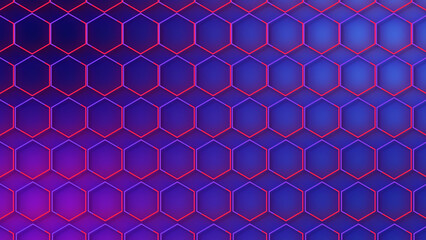 Wall Mural - luxury abstract geometric futuristic hexagon background loop. Trendy sci-fi neon-colored bg for cyberspace, films, screensaver, wallpaper. Seamless clean and glossy technology bg.