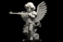 Angel With A Rifle On A Black Background Generative AI