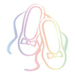 Ballet shoes. hand-drawn illustration. Ballet dance studio symbol. pointe shoes. rainbow png