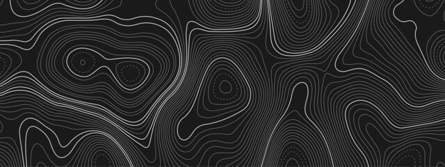 Black and white wavy paper curve relief abstract topographic map background. Geographic mountain relief. Topographic map lines, contour background. Abstract wave lines background.