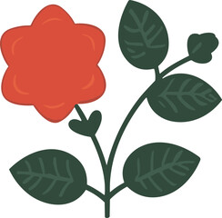 Wall Mural - Floral vector set with flat doodle-style abstract flowers and leaves. Collection of hand drawn sketch style flowers