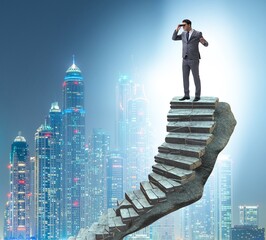 Wall Mural - Concept of career ladder with businessman