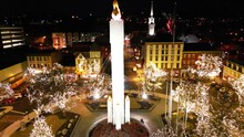 Aerial Night View Of The Soldiers And Sailors Monument In Easton, PA