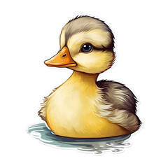 baby duck character sticker, Generative AI