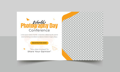 A banner design for a photography day, world photography day, and youtube thumbnail cover design.