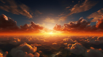 Wall Mural - Beautiful sunrise sky background. Created with Generative AI