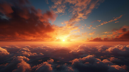 Wall Mural - Beautiful sunrise sky background. Created with Generative AI