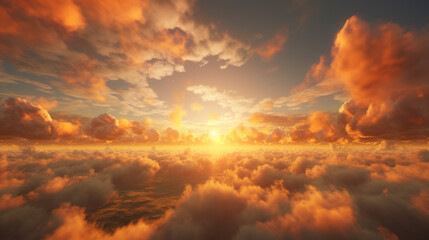 Wall Mural - Beautiful sunrise sky background. Created with Generative AI