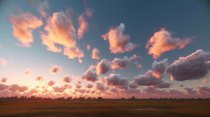 Wall Mural - Beautiful sunrise sky background. Created with Generative AI