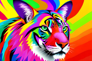  Prismatic Roar: A Vibrant Explosion of Color in 3D Tiger Portraiture
