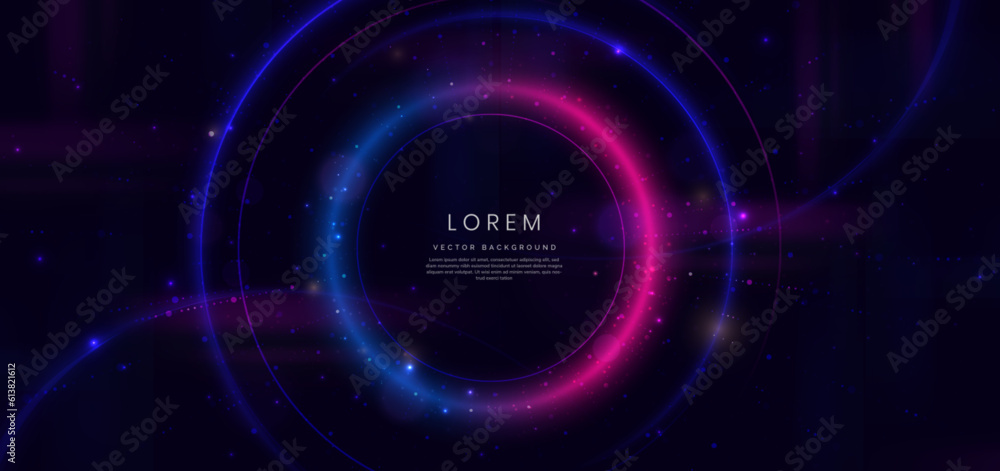 Abstract technology futuristic neon circle glowing blue and pink light ...