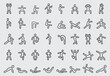 Vector line icons of Human exercise
