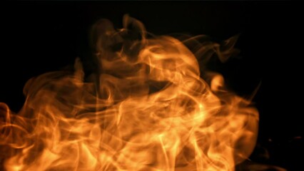 Canvas Print - Flames on black background. Filmed is slow motion 1000 fps. High quality FullHD footage