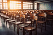 © Creative Clicks - Classroom with many empty chair. Generative AI