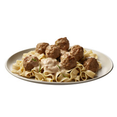 Poster - Delicious Plate of Swedish Meatballs Isolated on a Transparent Background