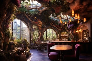 Wall Mural - Wine Wonderland: Step into a whimsical realm where vineyards bloom like enchanted gardens, and every glass holds the essence of magic illustration generative ai