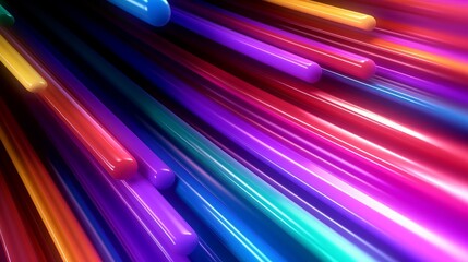 Poster - Abstract backgrounds with colorful spectrum. Modern wallpaper with neon rays and glowing lines. Generative AI